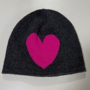 Cozy Hannah Rose Beanie with Pink Heart 100% Cashmere